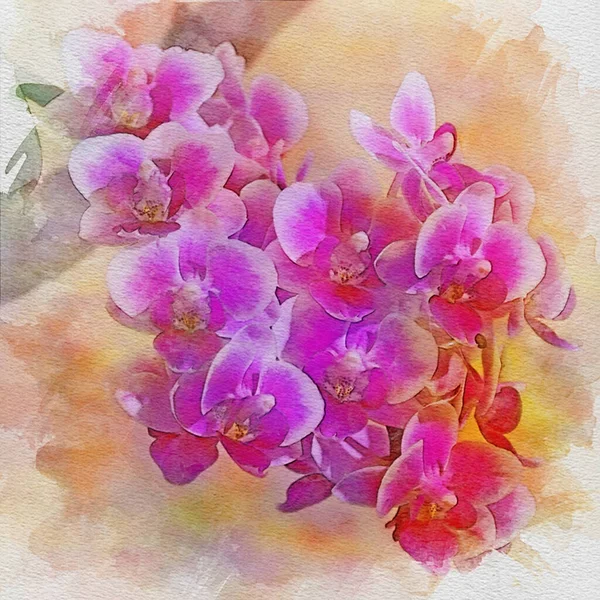 Akvarell Färgglada Blommor Konstnärlig Design — Stockfoto