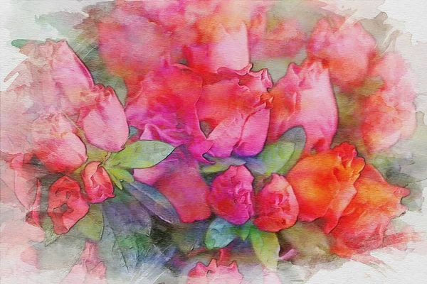 Suluboya, renkli çiçekler. Sanatsal tasarım.