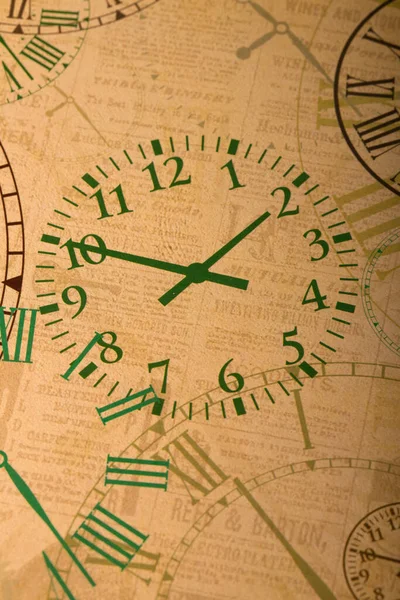 Vintage Time Illustration clock Wallpaper Background. Time Management New Year Resolution. Green and Brown combination clock