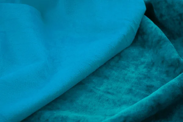 Texture Tessuto Blu Con Pieghe Luce — Foto Stock