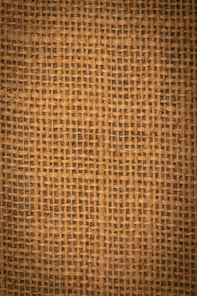 Bliska Tekstura Tkanina Brązowy Bawełniany Wzór Gruba Juta Naturalny Materiał — Zdjęcie stockowe