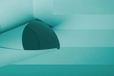 Kağıt kesiği olan soyut yeşil arkaplan, 3 boyutlu görüntüleme 