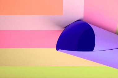 Geometrik elementlerle dolu renkli bir arkaplan. 3d oluşturma.