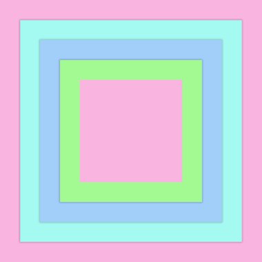 Renkli kare çerçeve, pembe, mavi ve yeşil renkli ve pastel mavi arkaplan. vektör.