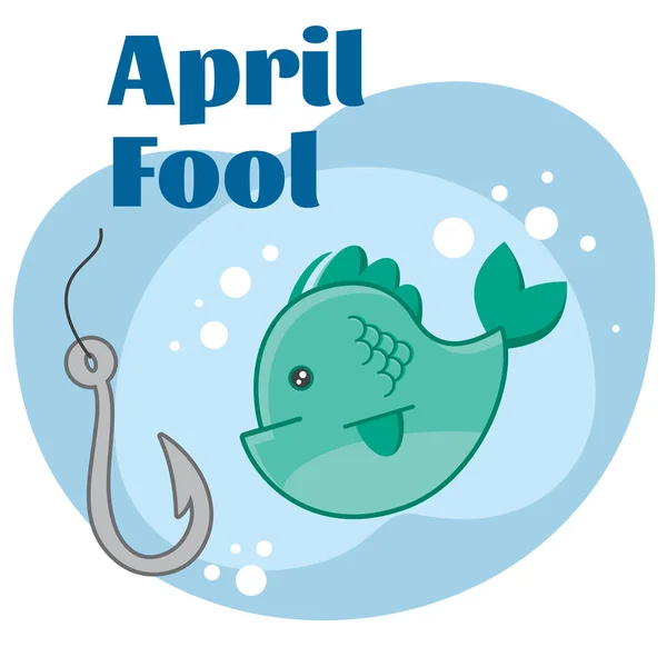 魚のベクトル描画と4月の愚か者の日のジョークのためのフック — ストックベクタ