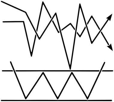 siyah ok silueti veya düz ticari logo çizelgesi çizgili çizgi ve hisse senedi büyümesi grafiği iş için