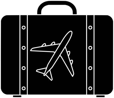 siyah bagaj silueti ya da seyahat logosu çizimi turist ikonu ve seyahat şekli bavul olarak seyahat valiziyle seyahat logosu turizmi