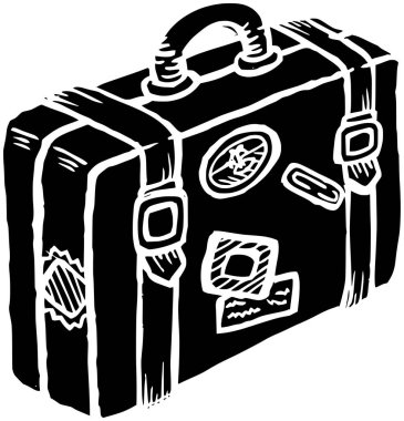 siyah bagaj silueti ya da seyahat logosu çizimi turist ikonu ve seyahat şekli bavul olarak seyahat valiziyle seyahat logosu turizmi