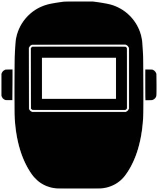 Siyah kaynakçı silueti ya da malzeme logosu miğferinin tamir ikonu ve metal şekilli kaynaklama için gösterimi iş güvencesi olarak kullanılıyor