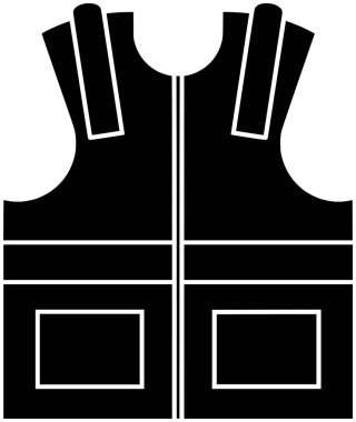 Siyah yelek silueti ya da güvenlik logosu çizimi koruma ikonu ve ekipman şekilli yapılar için koruma amaçlı güvenlik logosu çizimi çalışmak için koruyucu risk