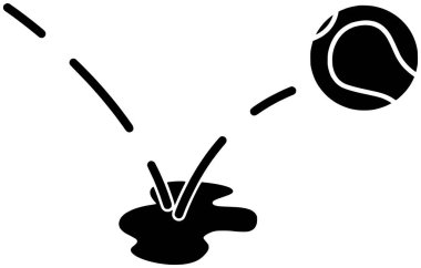 Siyah top silueti ya da raket logo ekipmanlarının oyun ikonu ve oyun şeklindeki yansımaları eğlence rekabeti olarak yansıtılıyor