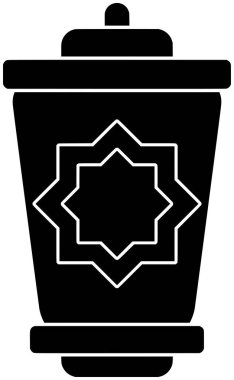 Mübarek için mübarek için lamba logosu illüstrasyonunun, İslami simgesi ve din şekli kutlaması olarak Arapçaya göre düz lamba silueti veya düz lamba çizimi