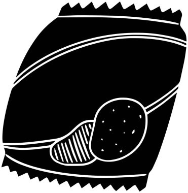 siyah patates silueti ya da düz tortilla çizimi abur cubur logosu için cips simgesi ve mısır ve cips gibi çıtır çıtır ye