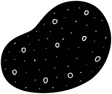 siyah patates silueti ya da düz tortilla çizimi abur cubur logosu için cips simgesi ve mısır ve cips gibi çıtır çıtır ye