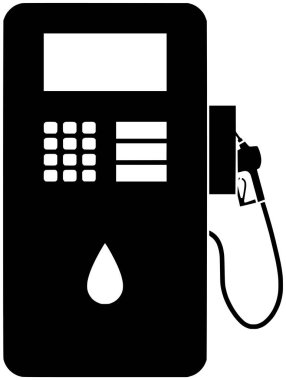 Petrol için yakıt logosunun benzinli silueti ya da düz hortum çizimi, taşıma ikonu ve gaz şekli enerjisi ile birlikte, enerjiyi güce dizel olarak gösteriyor.