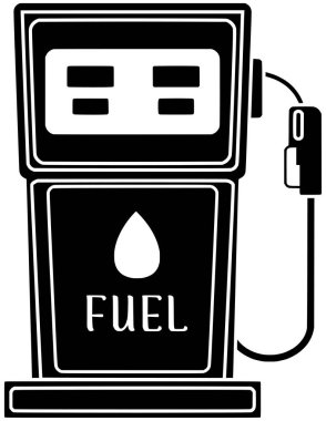 Petrol için yakıt logosunun benzinli silueti ya da düz hortum çizimi, taşıma ikonu ve gaz şekli enerjisi ile birlikte, enerjiyi güce dizel olarak gösteriyor.