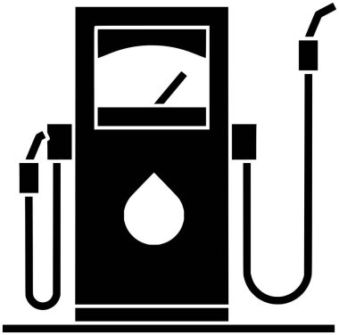 Petrol için yakıt logosunun benzinli silueti ya da düz hortum çizimi, taşıma ikonu ve gaz şekli enerjisi ile birlikte, enerjiyi güce dizel olarak gösteriyor.