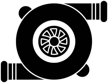 siyah makine silueti veya düz turbo illüstrasyon teknoloji logosu silindir için dizel mekanik ikon ve güç şekli metal motor taşımacılığı çelik