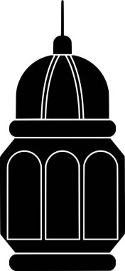 bayram ikonu ve Asya 'ya geleneksel olarak din şekillendirme ile festival için lamba logosunun siyah lampion silueti veya düz fener çizimi