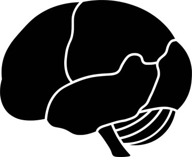 Siyah beyin silueti ya da fikir logosunun düz eğitim illüstrasyonu zihin ikonu ile yaratıcılık için yaratıcı ve aydınlığa yenilik olarak ilham şekli zeka