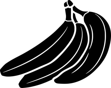 siyah muz meyveli siluet veya gıda logosu tropikal alanlar ve meyve mevsimi için düz çizim