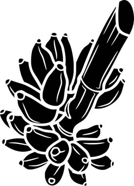 siyah muz meyveli siluet veya gıda logosu tropikal alanlar ve meyve mevsimi için düz çizim