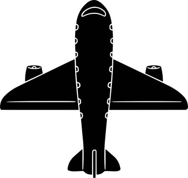 siyah uçak silueti veya araç logosu tatil ve turist için düz çizim