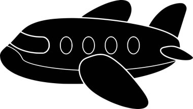 siyah uçak silueti veya araç logosu tatil ve turist için düz çizim