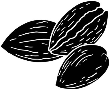 Badem ikonu meyve logosu ağaç illüstrasyon bitkisi doğa vektörü silueti ve yaprak şekli bahçe kadar doğal yeşil fındık grafik gıda arka planı flora veya tarımın organik