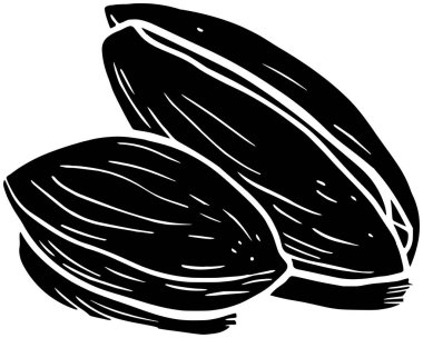 Badem ikonu meyve logosu ağaç illüstrasyon bitkisi doğa vektörü silueti ve yaprak şekli bahçe kadar doğal yeşil fındık grafik gıda arka planı flora veya tarımın organik