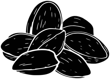 Badem ikonu meyve logosu ağaç illüstrasyon bitkisi doğa vektörü silueti ve yaprak şekli bahçe kadar doğal yeşil fındık grafik gıda arka planı flora veya tarımın organik