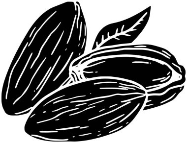 Badem ikonu meyve logosu ağaç illüstrasyon bitkisi doğa vektörü silueti ve yaprak şekli bahçe kadar doğal yeşil fındık grafik gıda arka planı flora veya tarımın organik