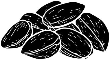 Badem ikonu meyve logosu ağaç illüstrasyon bitkisi doğa vektörü silueti ve yaprak şekli bahçe kadar doğal yeşil fındık grafik gıda arka planı flora veya tarımın organik