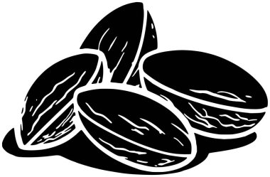 Badem ikonu meyve logosu ağaç illüstrasyon bitkisi doğa vektörü silueti ve yaprak şekli bahçe kadar doğal yeşil fındık grafik gıda arka planı flora veya tarımın organik