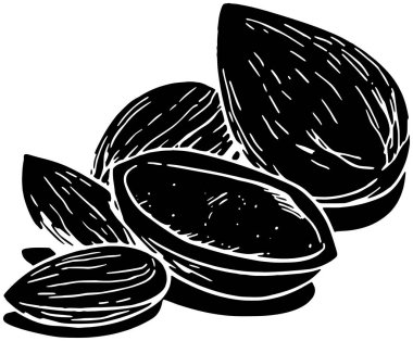 Badem ikonu meyve logosu ağaç illüstrasyon bitkisi doğa vektörü silueti ve yaprak şekli bahçe kadar doğal yeşil fındık grafik gıda arka planı flora veya tarımın organik