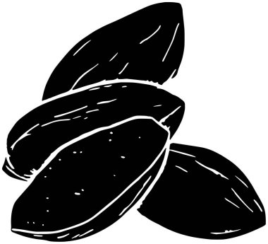 Badem ikonu meyve logosu ağaç illüstrasyon bitkisi doğa vektörü silueti ve yaprak şekli bahçe kadar doğal yeşil fındık grafik gıda arka planı flora veya tarımın organik