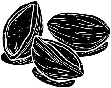 Badem ikonu meyve logosu ağaç illüstrasyon bitkisi doğa vektörü silueti ve yaprak şekli bahçe kadar doğal yeşil fındık grafik gıda arka planı flora veya tarımın organik