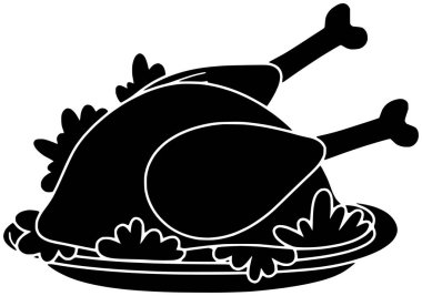 Kızarmış et ve siluet ile kızartılmış et için yemek logosu ya da kızarmış tavuk vektörü kızarmış arka plan proteini restorantın ızgara protein mutfağına öğle yemeği olarak pişirilmiş şekil yemeği.