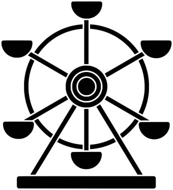 Festival için yuvarlak siluet ve eğlence şekilli bayram için karnaval illüstrasyon logosu ya da tekerlek logosu park olarak kullanılacak.