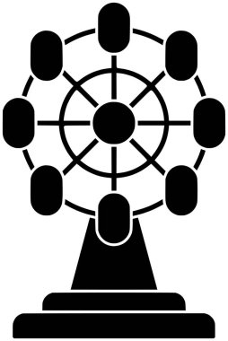 Festival için yuvarlak siluet ve eğlence şekilli bayram için karnaval illüstrasyon logosu ya da tekerlek logosu park olarak kullanılacak.