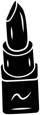 Moda silueti ile cazibe için güzellik illüstrasyonunun makyaj logosu ya da ruj ikonu ve makyaj malzemesi. Dudak kırmızısı, kozmetik ürün vektörü. Güzel arka plan, parlak lüks sanat aksesuarlarını oluşturur.