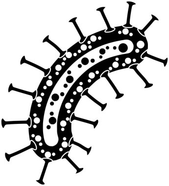 Enfeksiyon vektör tıbbı silueti ve grip şekli bilimi için tıbbi illüstrasyon logosu Coronavirus corona grafik salgını mikrobiyolojisi veya grip biyolojisi için hastalık olarak tanımlanmıştır.