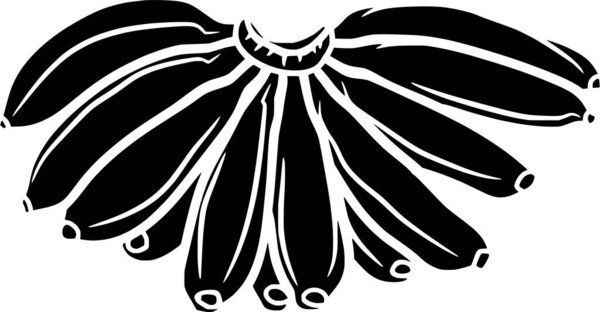 Силуэт черных банановых фруктов или логотип продуктов питания плоская иллюстрация для тропических районов и сезона фруктов