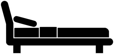 Yatak odası ikonu uyku logosu ev vektör iç odası veya mobilya ranza yastık ev seyahati çift otel dinlenme yatağı yatakhane yatakhanesi konaklama pansiyonu ahşap grafik