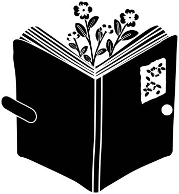 Kitap illüstrasyonları çiçek desenli logo çiçek ikonu kütüphanesi anahatları eko bahçesi yaz kapakları edebiyat bahar okuma şekli vektör arkaplanı için yaz kapağı
