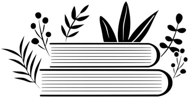 Kitap illüstrasyonları çiçek desenli logo çiçek ikonu kütüphanesi anahatları eko bahçesi yaz kapakları edebiyat bahar okuma şekli vektör arkaplanı için yaz kapağı