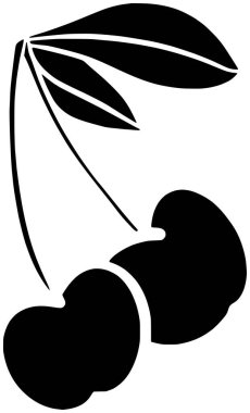 Kirazlı illüstrasyon meyve silueti logo ağacı simgesi ağaç ağaç ana hatları yaprak eko doğa bahçe gıda yeşil tarım vektör arkaplanı için doğal çevre şekli