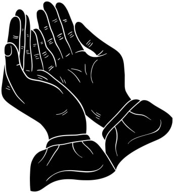 El illüstrasyonu umut silueti inanç logosu dua ikonu müslüman hristiyan tanrısal inanç dua Purim ramadhan din dua dua inanç şekli vektör grafik arka plan için dua