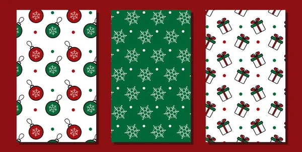 雪の結晶とベクトル休日のパターンのセット ギフト クリスマスボール — ストックベクタ