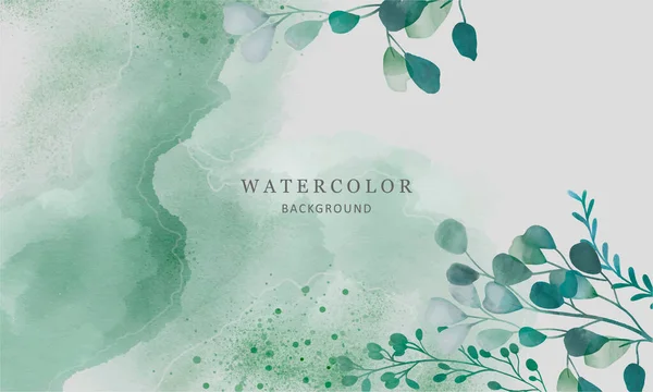 Zachte Vector Aquarel Illustratie Groene Tinten Met Wilde Bloemen — Stockvector